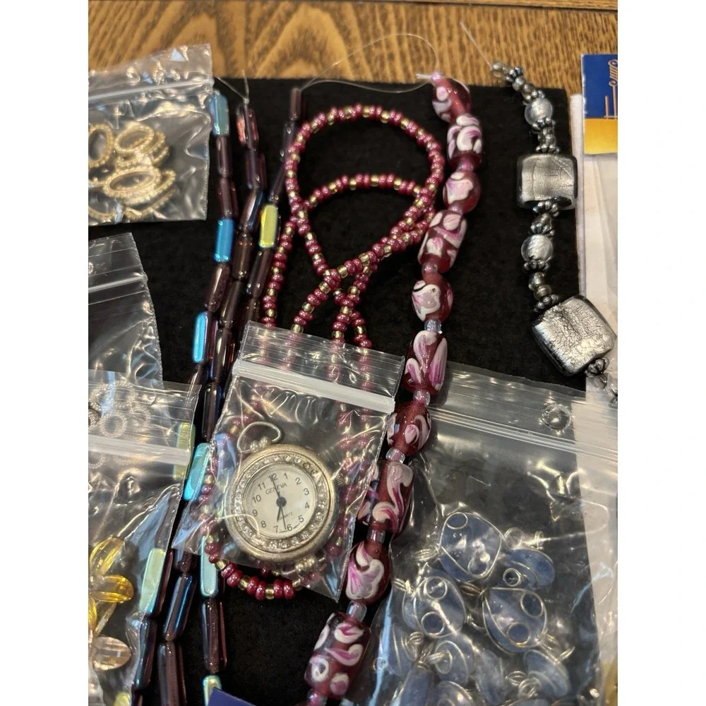Lot Of New in Packages Jewelry Making Supplies Beads Watch Metal Velvet Beads